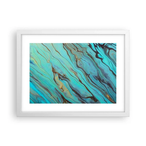 Pôster em moldura branca - Maré Turquesa - 40x30 cm
