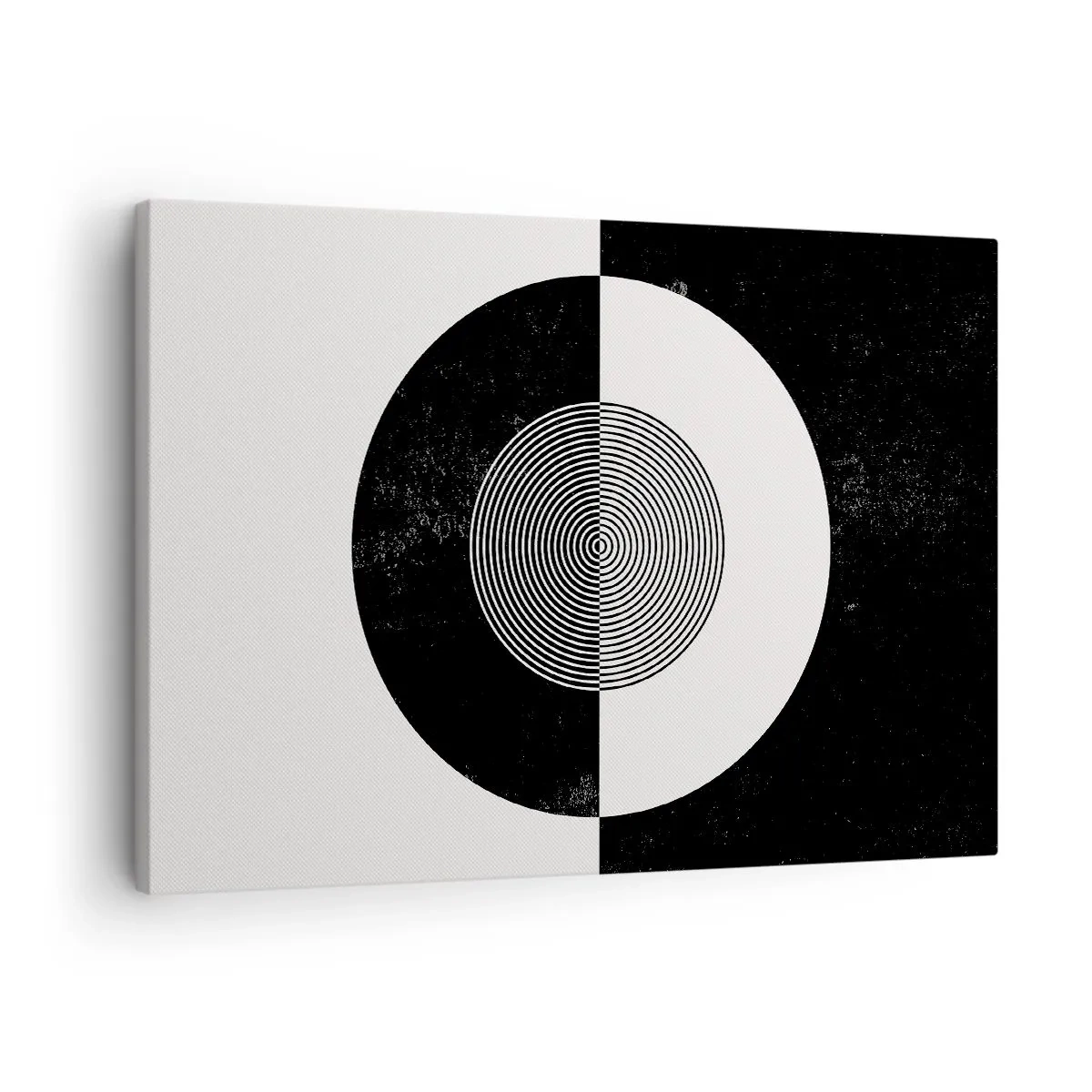 Quadro em tela - Padrão gráfico em contraste preto e branco - 70x50cm - Harmonia a preto e branco - Decoração de parede moderna para a sala de estar e quarto ARTTOR