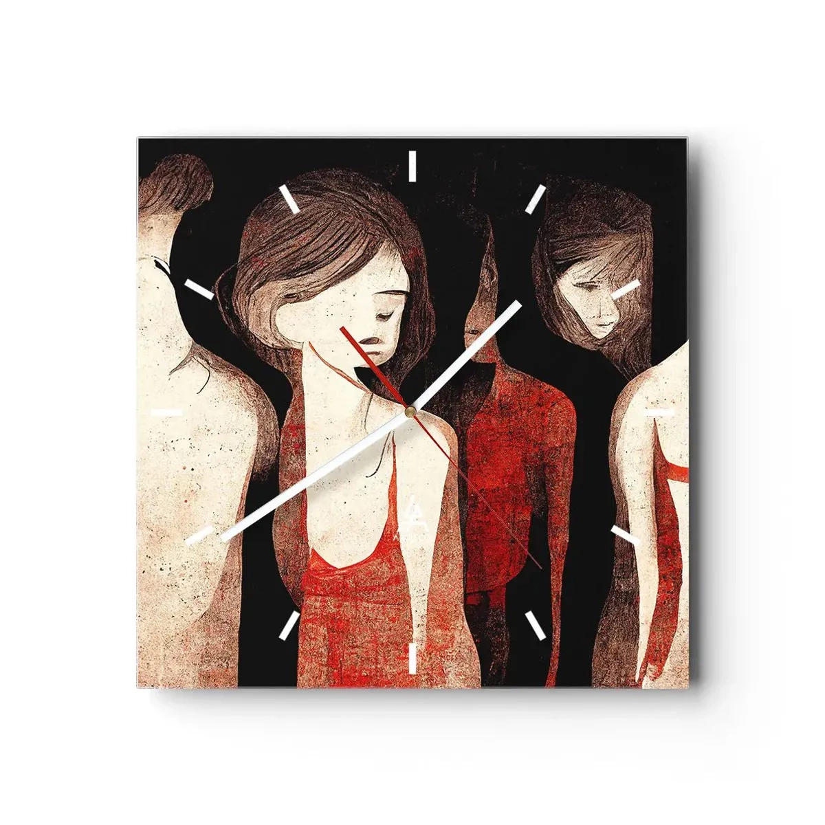 Relógio de parede - Relógio em vidro - Madonas das trevas - 30x30 cm
