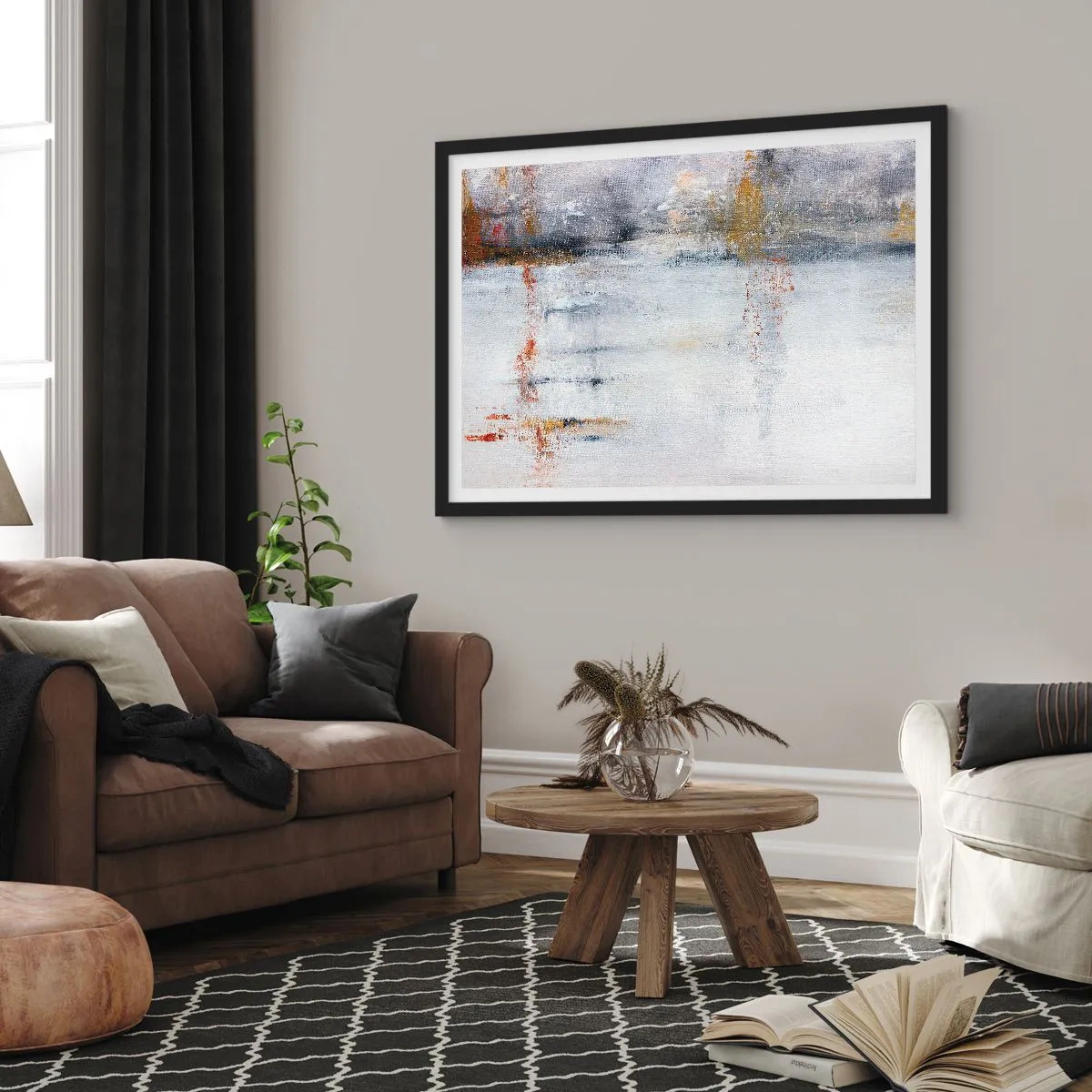 Pôster com moldura preta - Atrás da cortina de ar - 100x70 cm