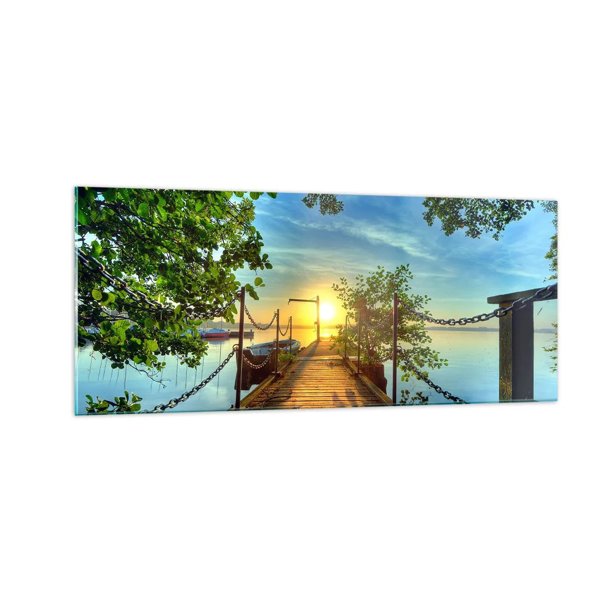 Quadro em vidro - Oeste sobre a água - 100x40 cm