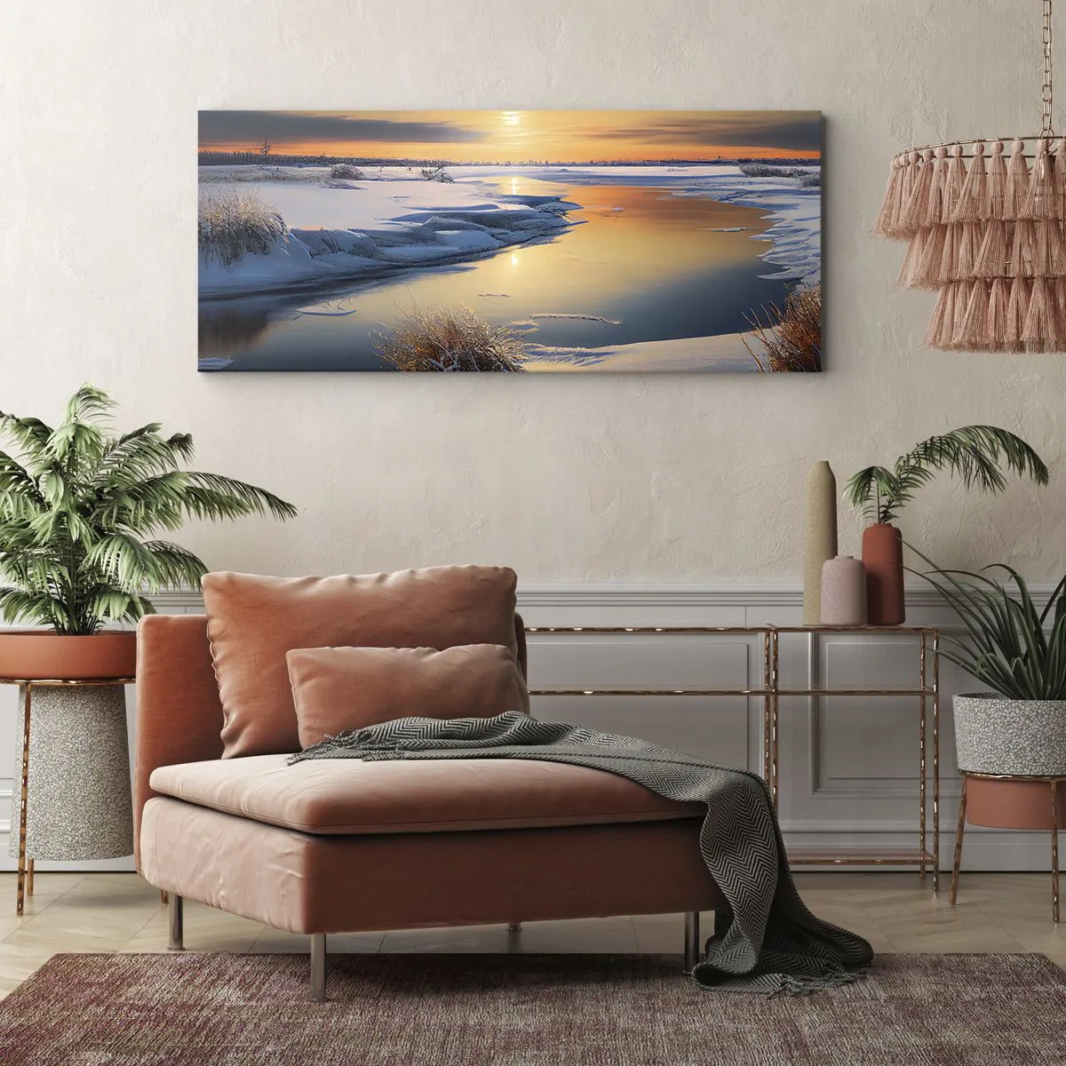 Quadro em tela - Pôr do sol de inverno - 120x50 cm