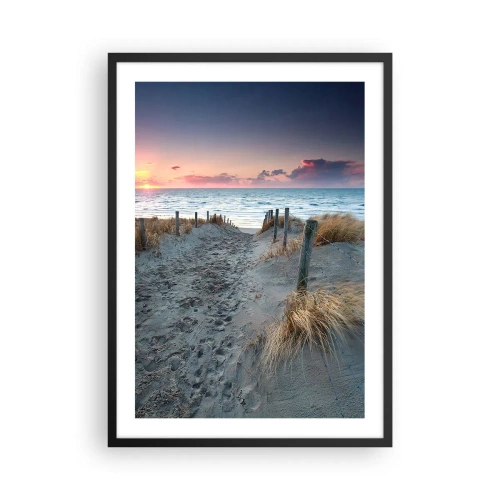 Pôster com moldura preta - Caminho da praia ao pôr do sol com vista para o mar - 50x70cm - Derramou um arco-íris de esplendor radiante.... - Decoração de parede moderna para a sala de estar e quarto ARTTOR