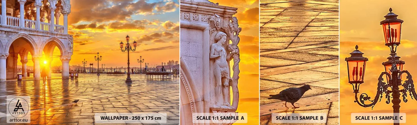 Amostra de papel de parede autocolante Deluxe Sticker - Onde está todo mundo? - Cidade, Veneza, Arquitetura - 100x30 cm