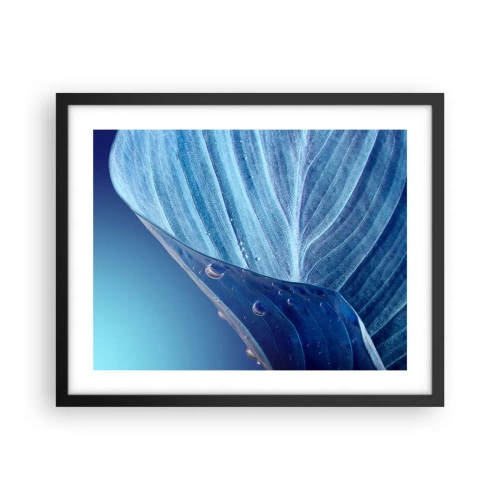 Pôster com moldura preta - Gotas escondidas no azul - 50x40 cm
