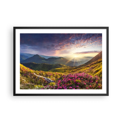 Pôster com moldura preta - A frescura de uma manhã nas montanhas - 70x50 cm
