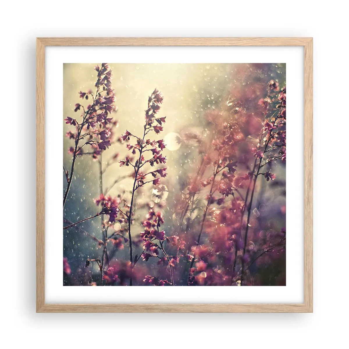 Pôster com moldura de carvalho claro - Jardim Secreto - 50x50 cm