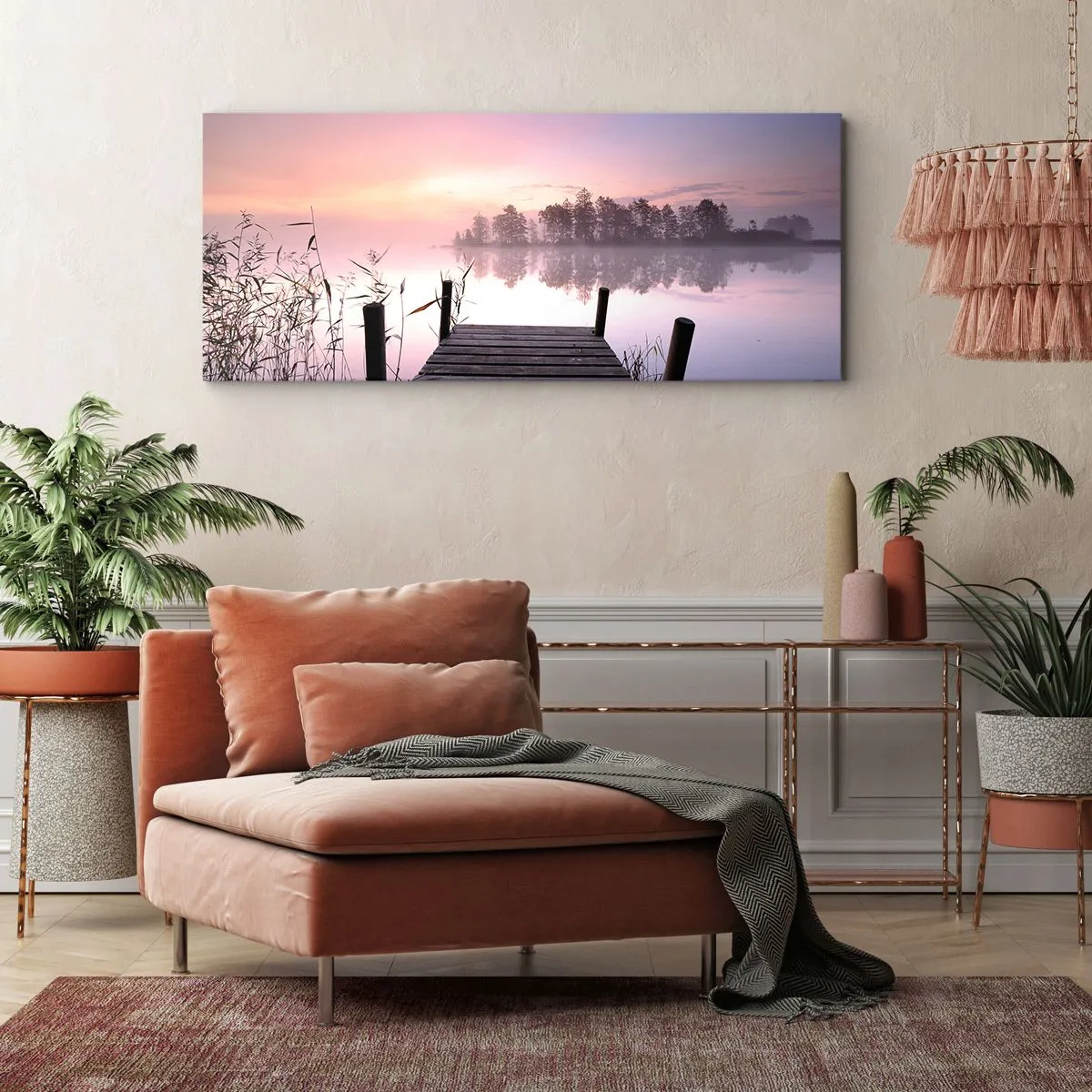Quadro em tela - Da névoa lilás... - 100x40 cm
