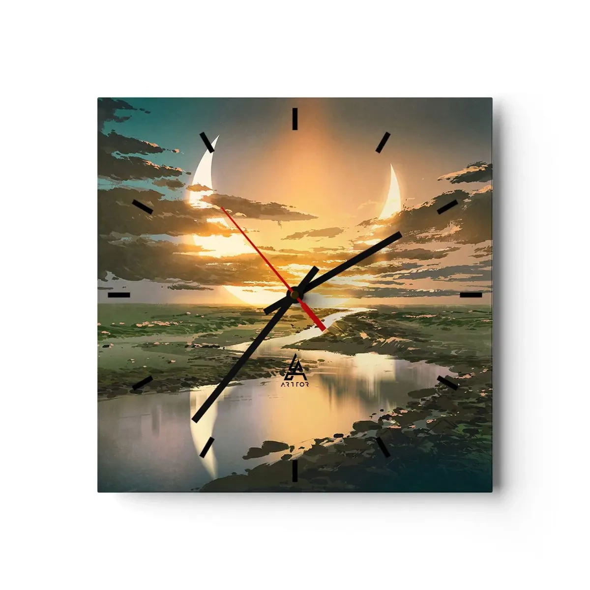 Relógio de parede - Relógio em vidro - Algures numa galáxia muito, muito distante - 40x40 cm