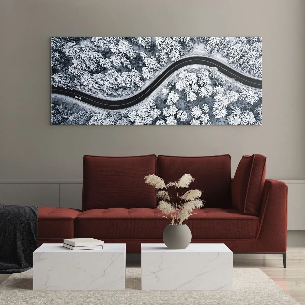 Quadro em vidro - Pelaa floresta no inverno - 100x40 cm