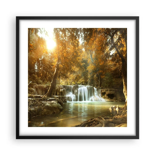 Pôster com moldura preta - A cascata do parque - 50x50 cm