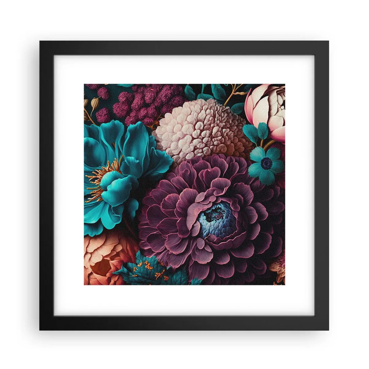 Pôster com moldura preta - Natureza em abundância - 30x30 cm