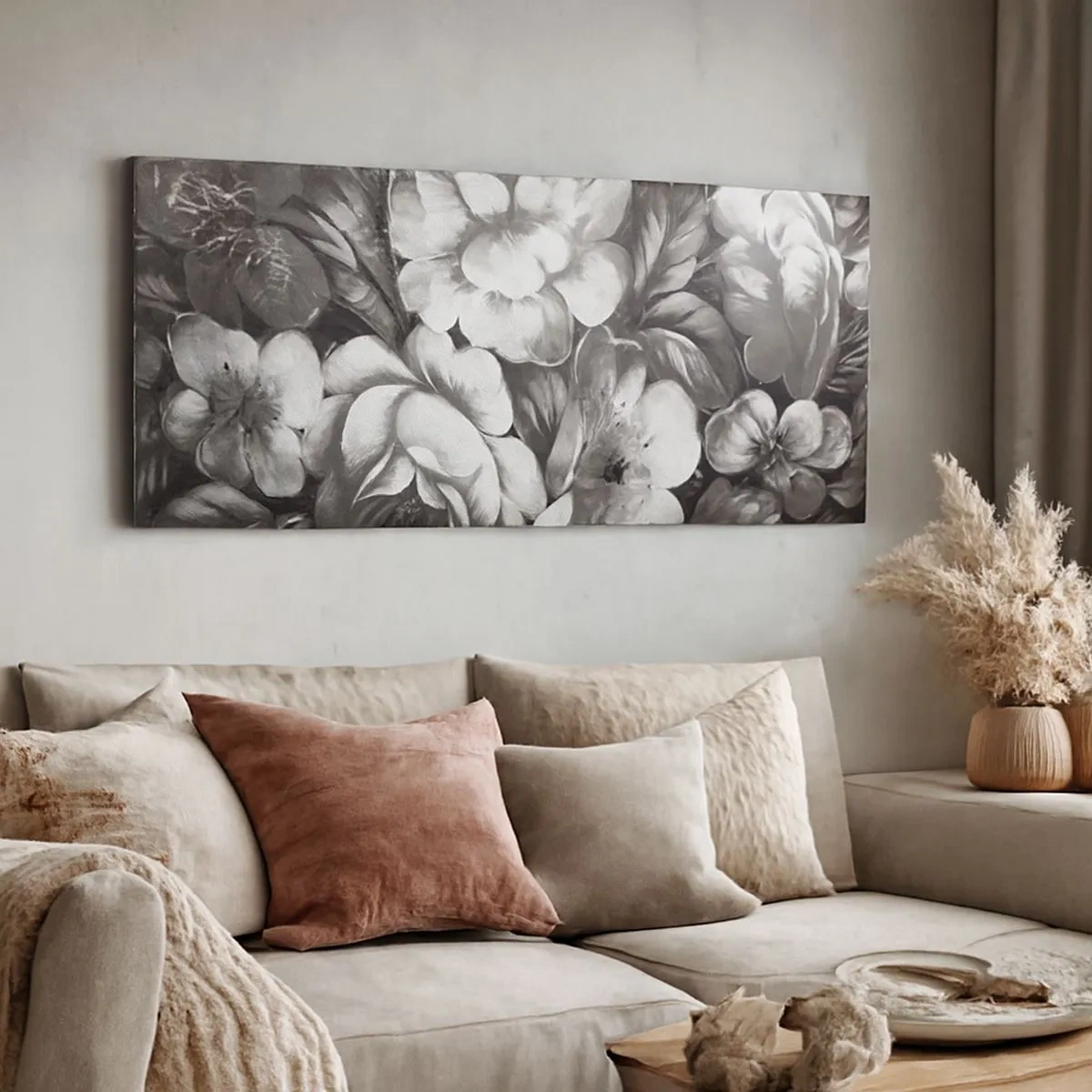 Quadro em tela - A beleza em cinza - 100x40 cm