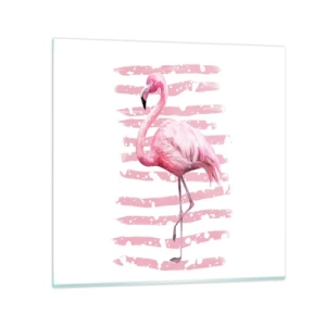 Quadro em vidro - Com dignidade, embora de rosa - 30x30 cm