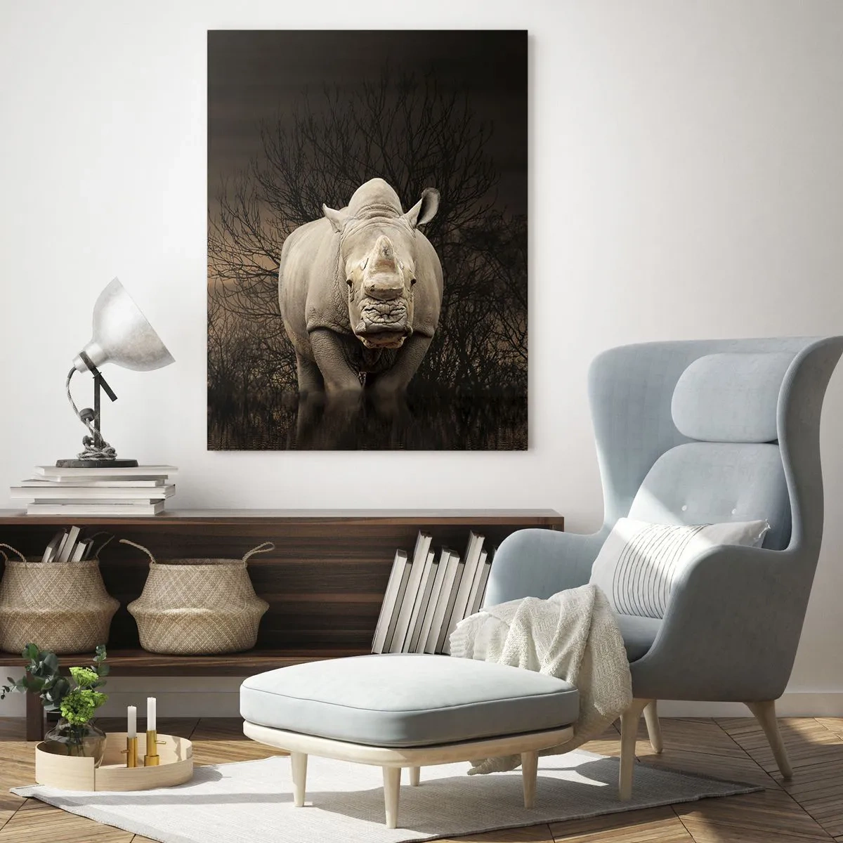 Quadro em vidro - Branco contra a natureza - 50x70 cm