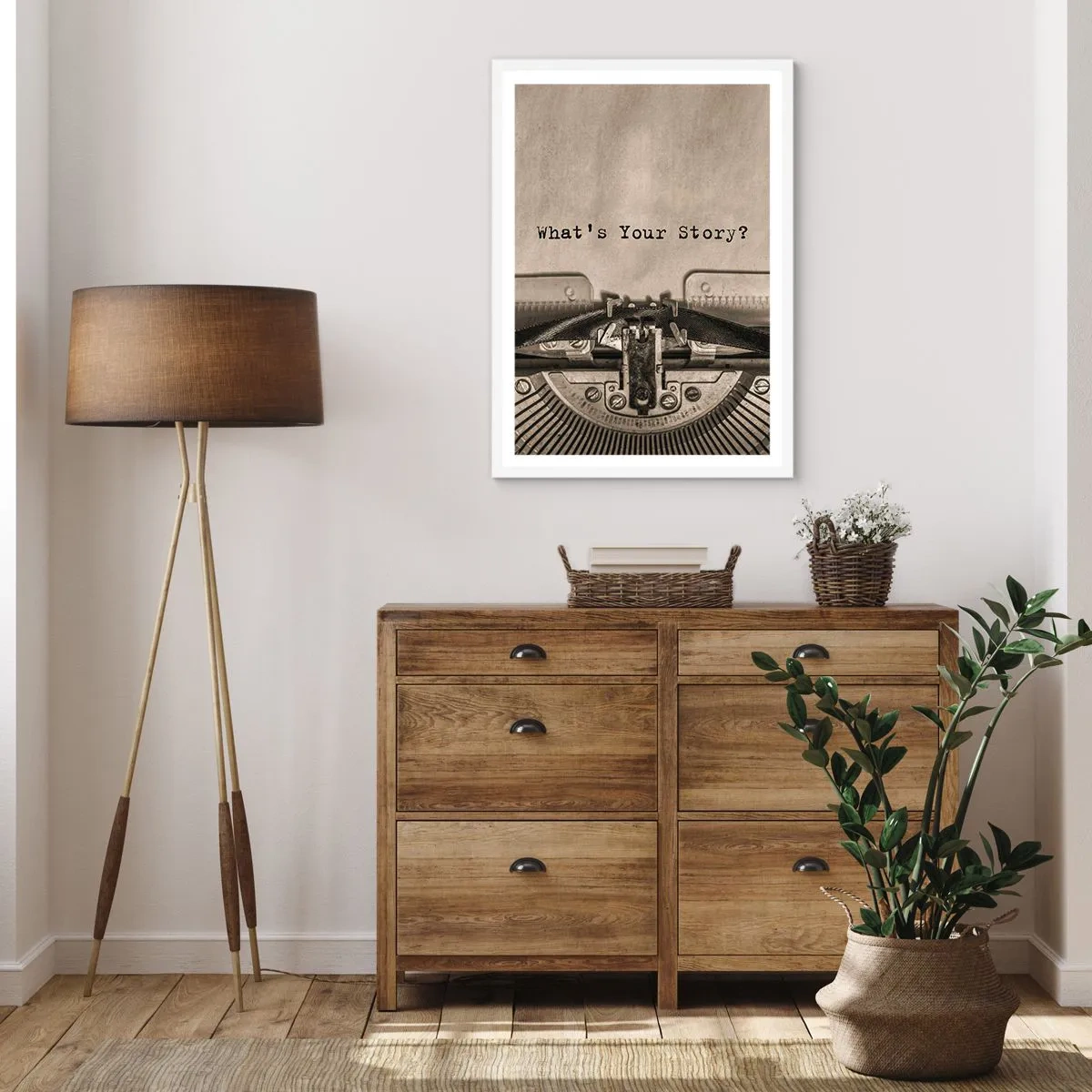 Pôster em moldura branca - Conta-me - 70x100 cm