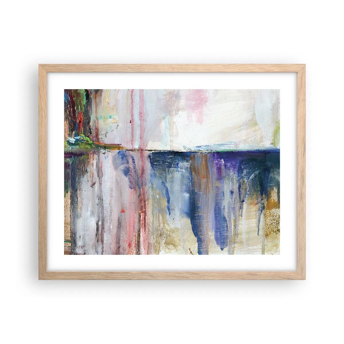 Pôster com moldura de carvalho claro - Impressões coloridas e associações - 50x40 cm