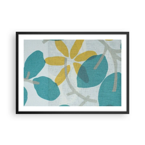 Pôster com moldura preta - Entre as folhas azuis - 70x50 cm