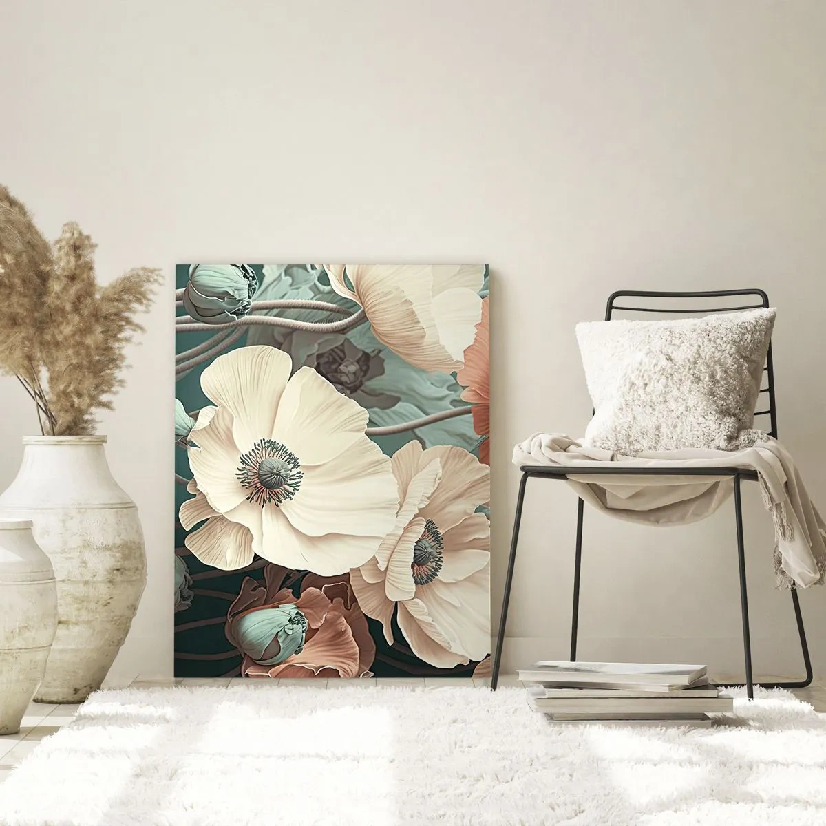 Quadro em vidro - O sussurro das papoulas - 50x70 cm