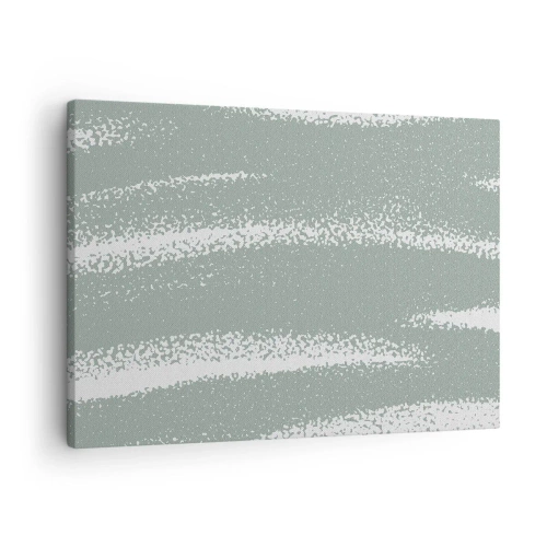 Quadro em tela - Ondas de inverno em tons de menta e branco - 70x50cm - Abstração em um clima de inverno - Decoração de parede moderna para a sala de estar e quarto ARTTOR