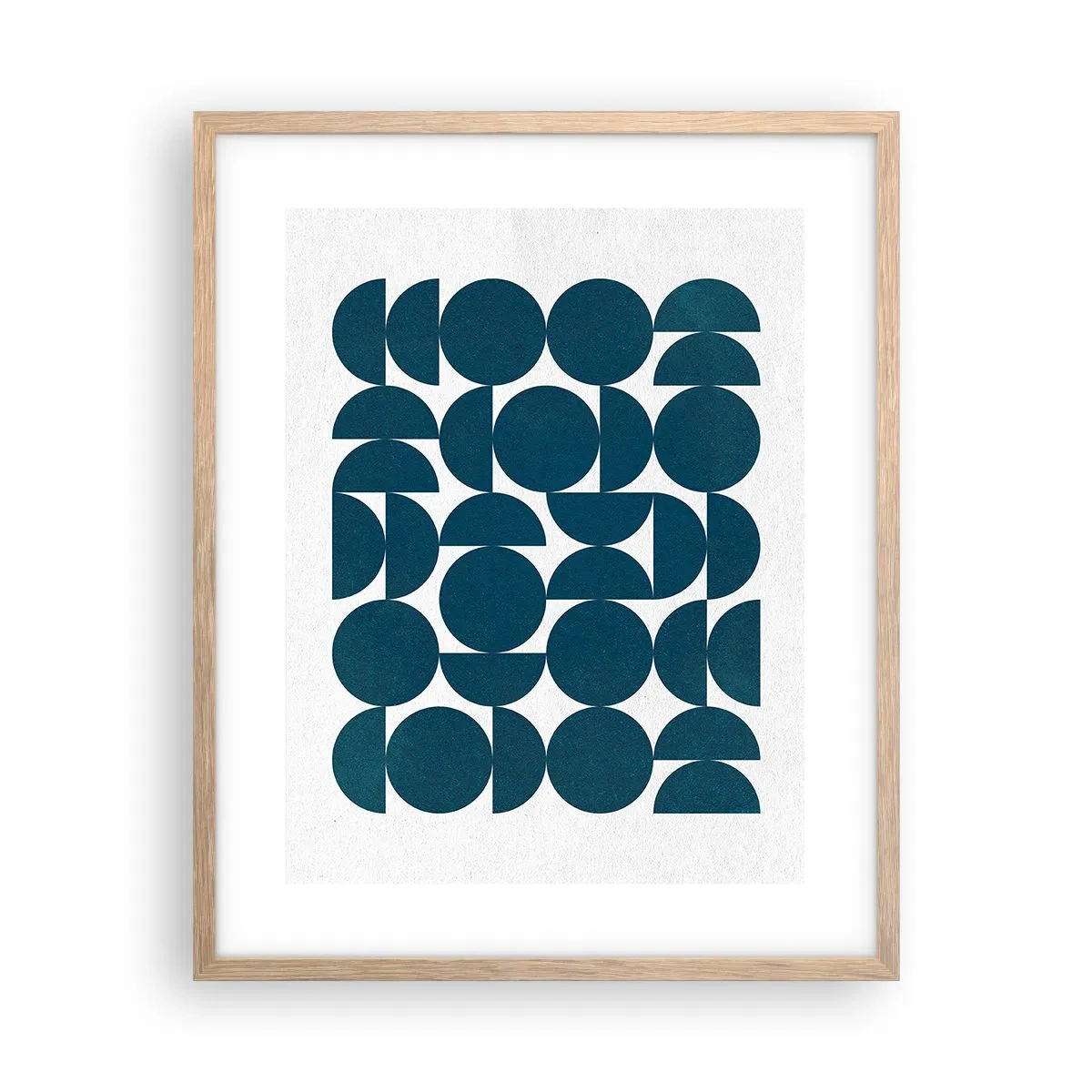 Pôster com moldura de carvalho claro - Círculos e semicírculos - 40x50 cm