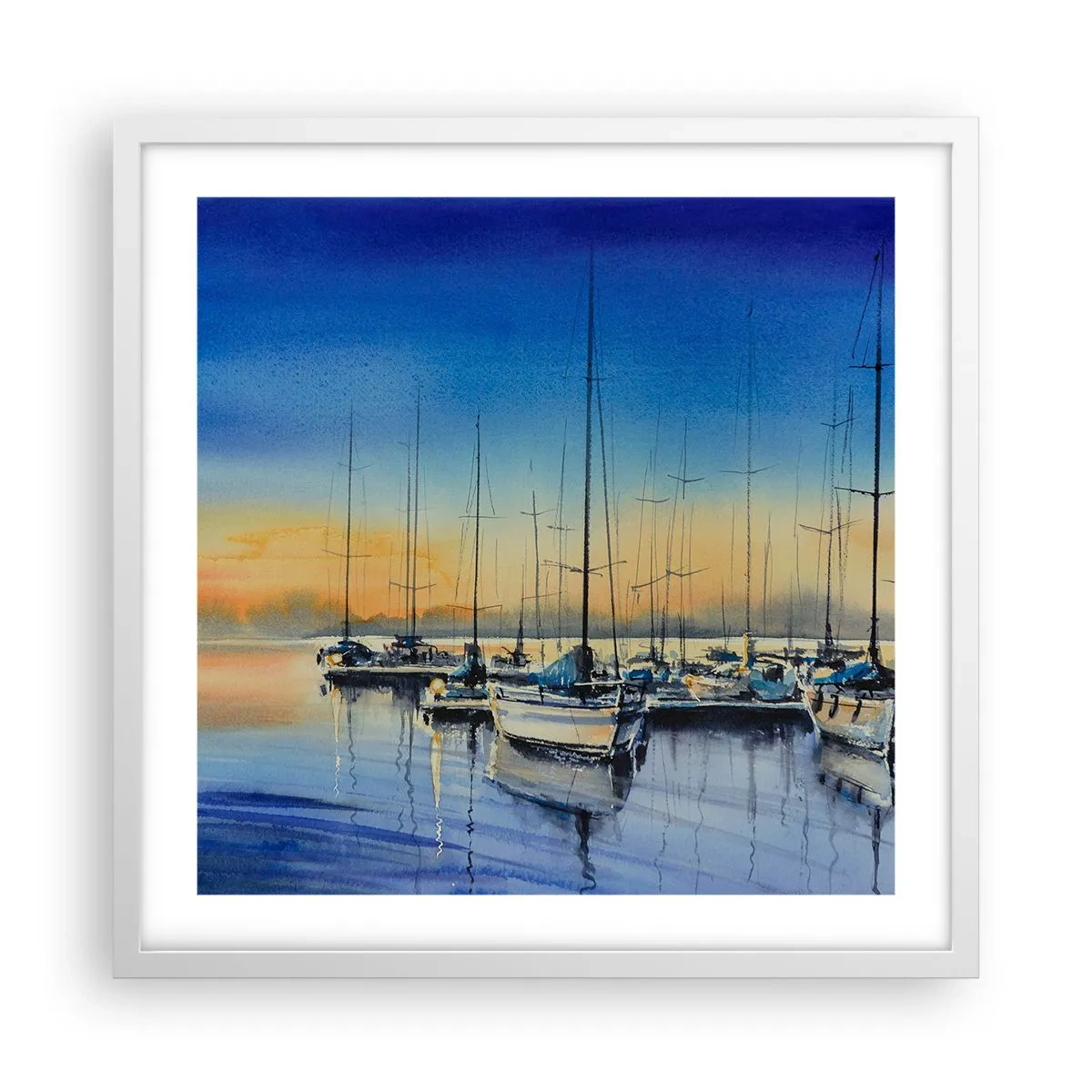 Pôster em moldura branca - Fim de um bom dia - 50x50 cm