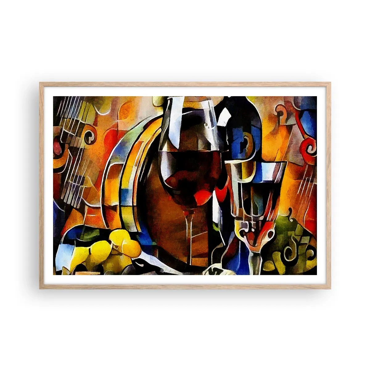 Pôster com moldura de carvalho claro - E o mundo ganha cor - 100x70 cm