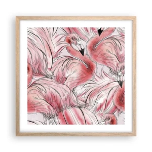 Pôster com moldura de carvalho claro - Bird corps de ballet - 50x50 cm