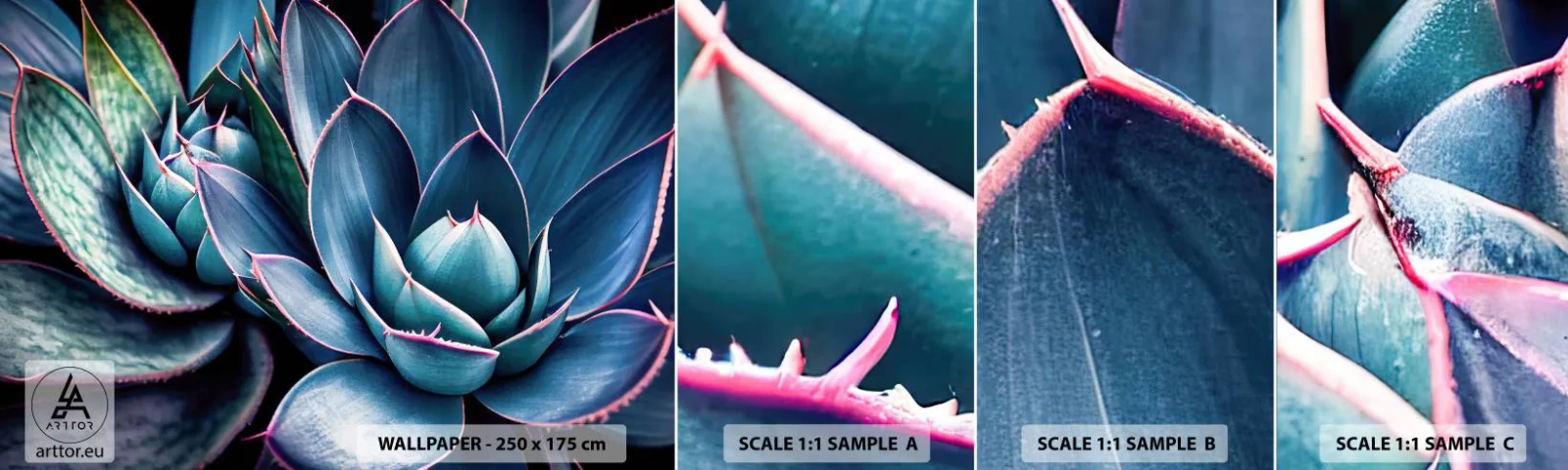 Amostra de Papel de Parede Standard Eco - Força vital - Flores, Botânica, Suculentos - 100x30 cm