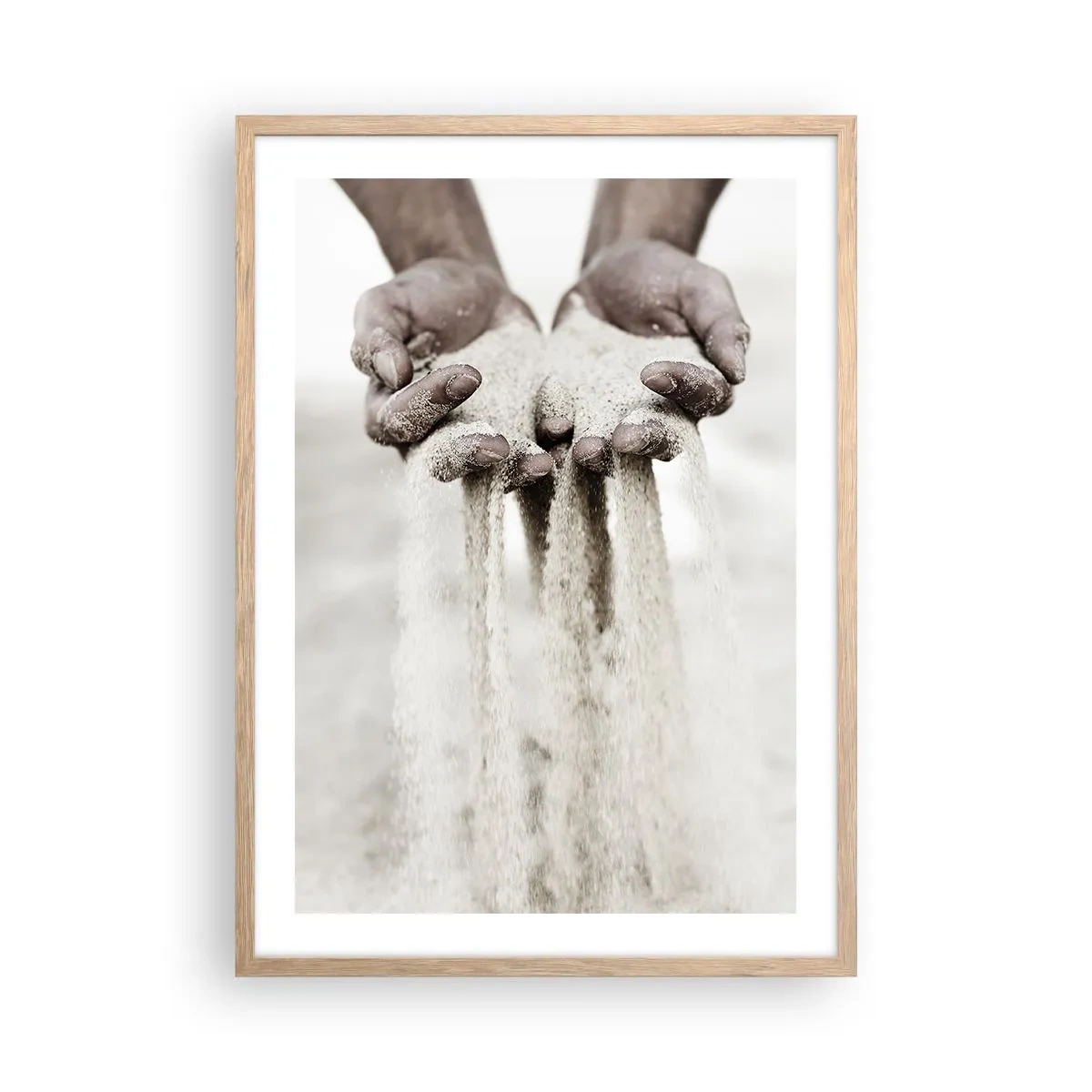Pôster com moldura de carvalho claro - Com estas mãos… - 50x70 cm