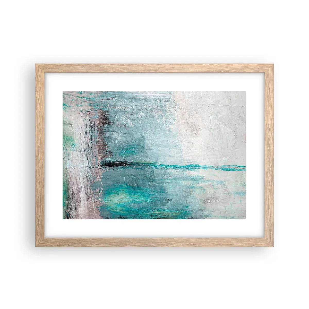 Pôster com moldura de carvalho claro - Horizontalmente em azul - 40x30 cm