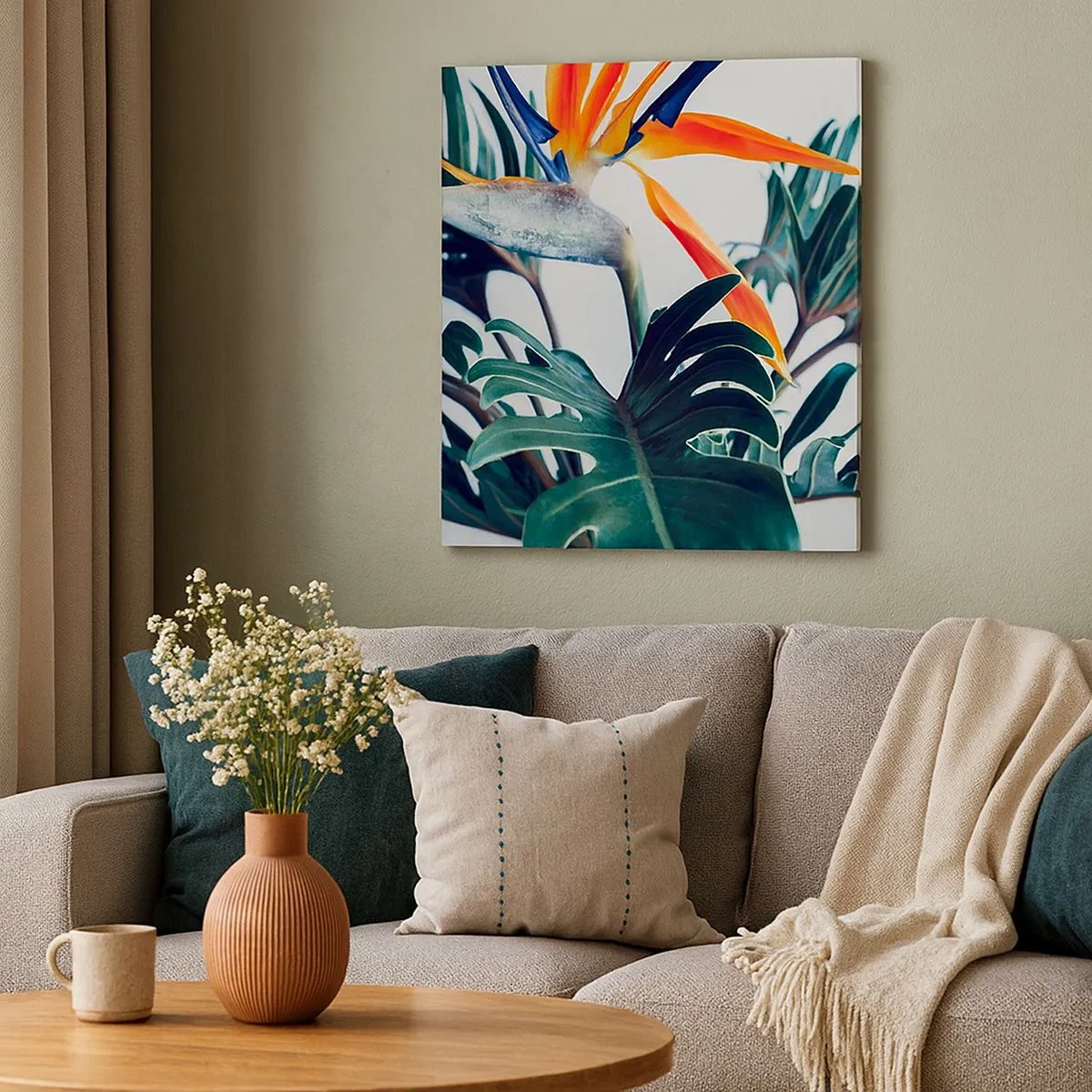 Quadro em tela - Arbusto de passarinho - 30x30 cm