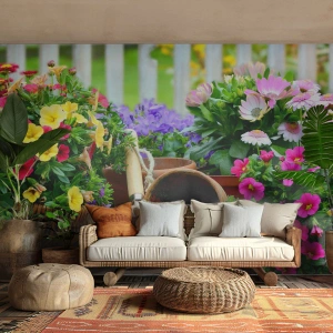 Papel de Parede Premium Sand - Jardim da Joana - Flores, Jardim, Buquê de flores - 100x70 cm