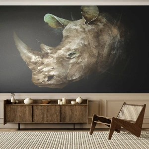 Papel de Parede Autocolante Deluxe Sticker - Uma força verdadeiramente masculina - Abstração, Rinoceronte, Animais - 100x70 cm