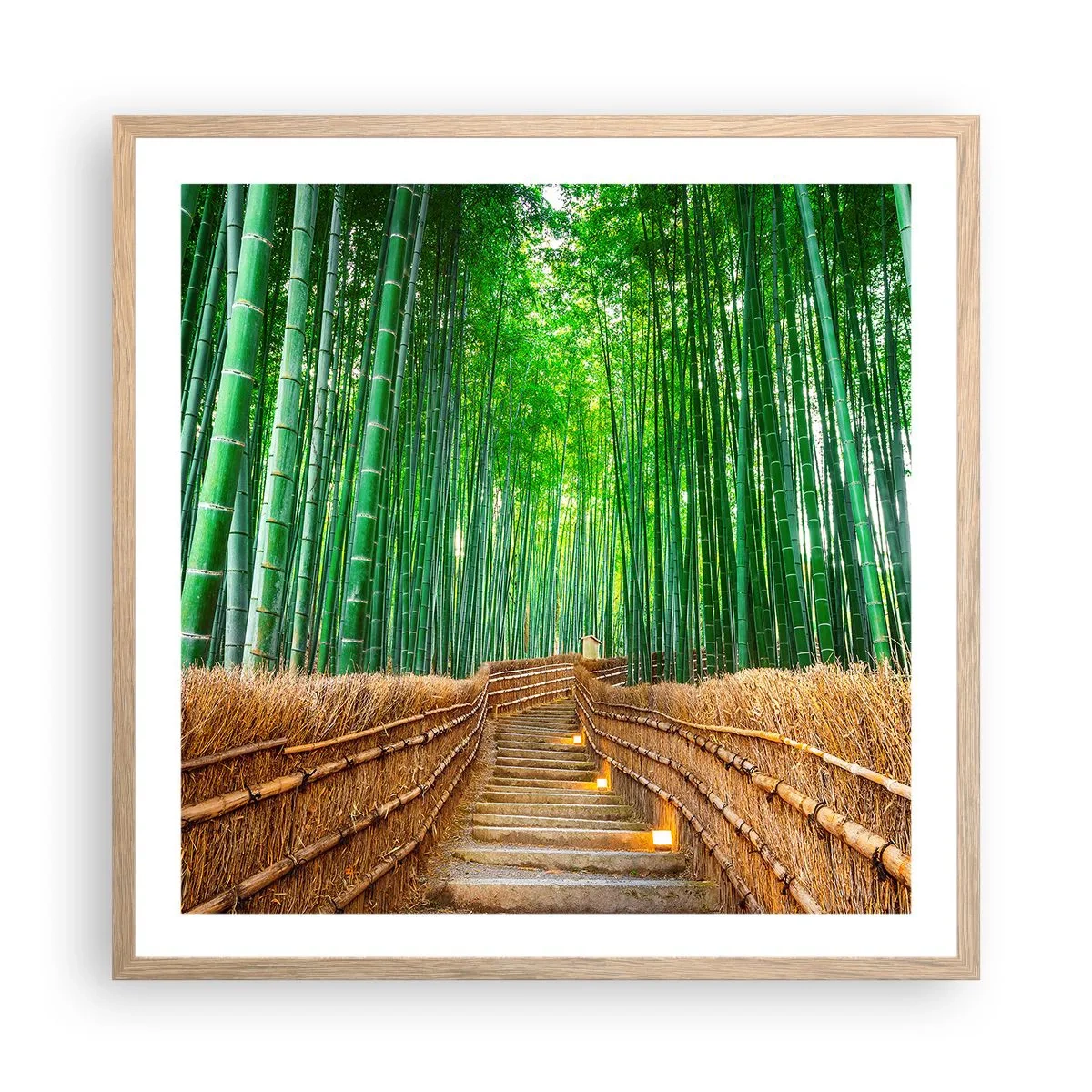 Pôster com moldura de carvalho claro - A essência da natureza asiática - 60x60 cm