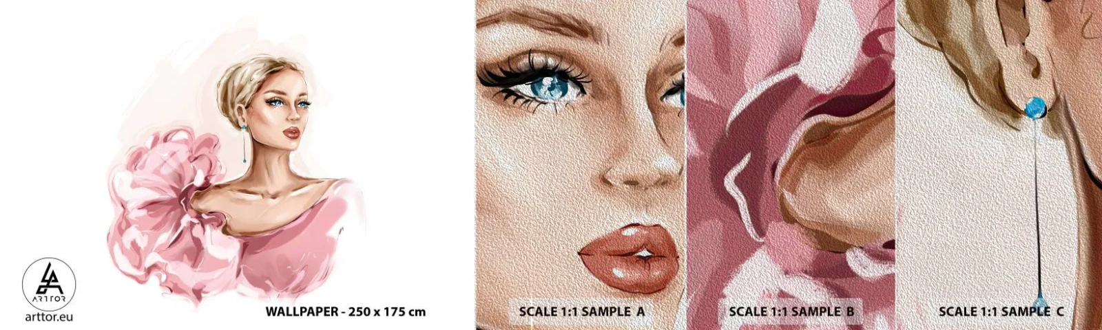 Amostra de papel de parede Premium Sand - Parece pintada... - Mulher, Moda, Gráficos - 100x30 cm