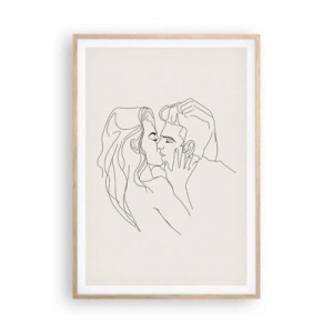 Pôster com moldura de carvalho claro - Emaranhados pelo sentimento - 70x100 cm