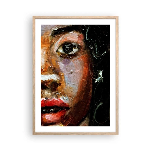 Pôster com moldura de carvalho claro - Preto e brilho - 50x70 cm