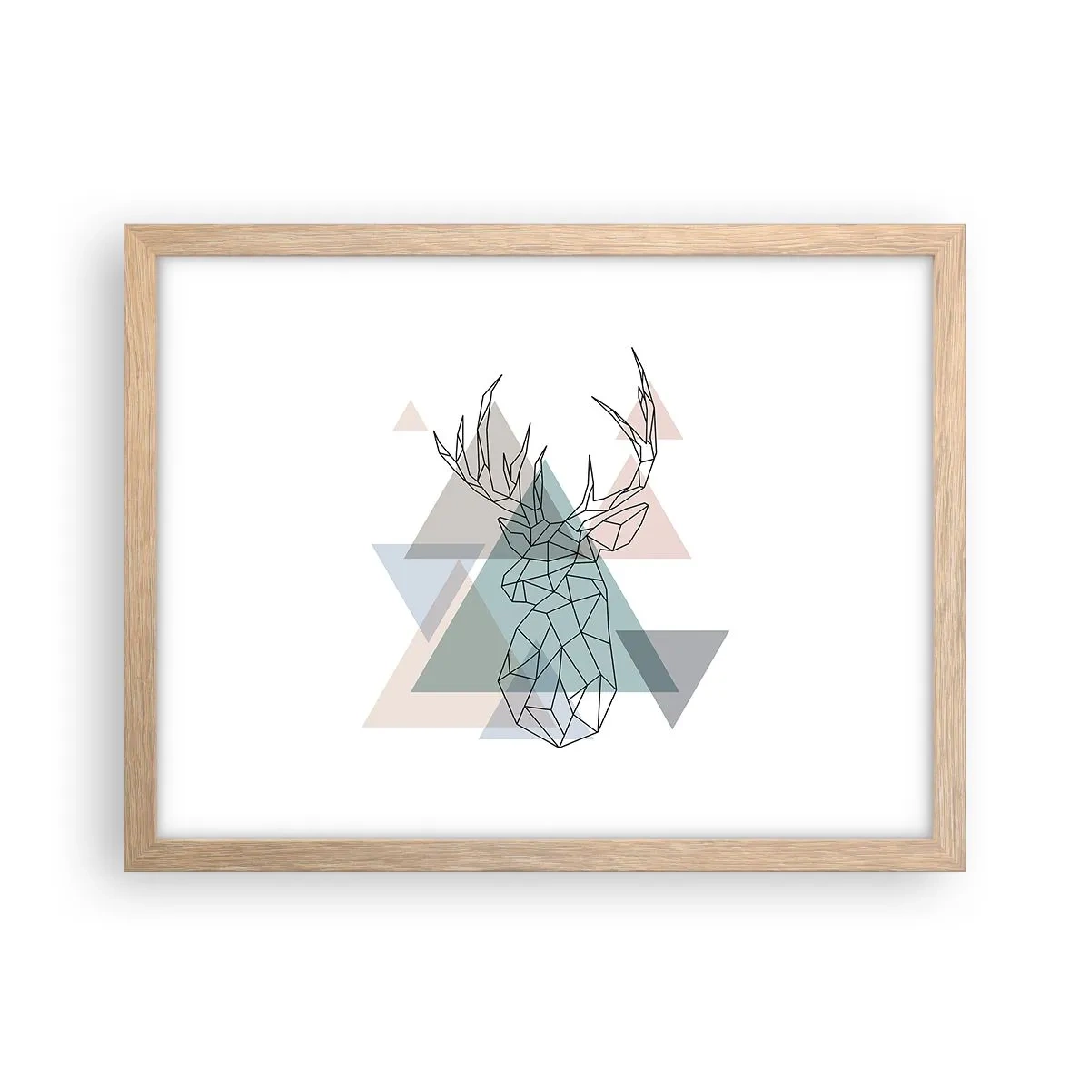 Pôster com moldura de carvalho claro - Numa floresta geométrica - 40x30 cm