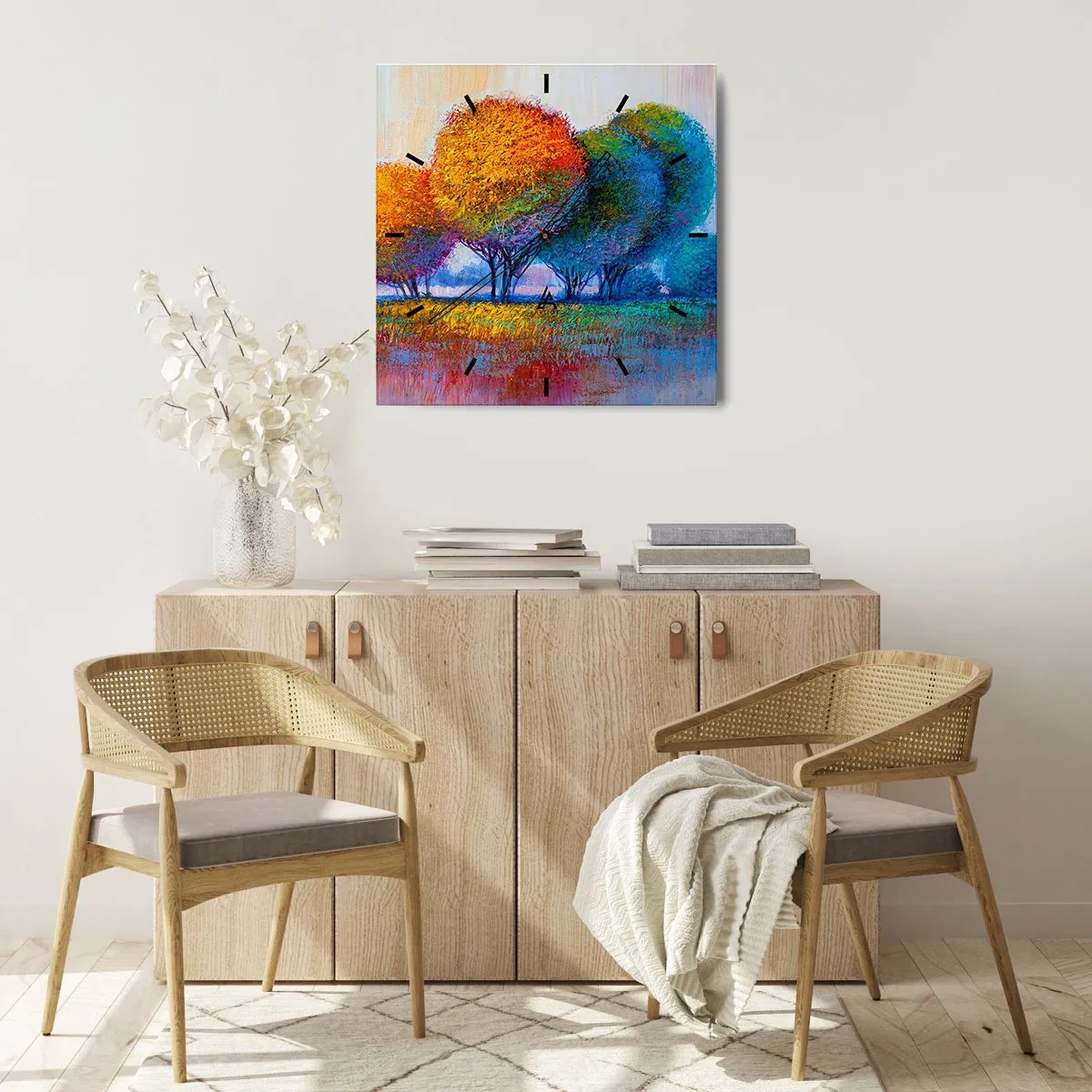 Relógio de parede - Relógio em vidro - Um amontoado de cores lascivas - 30x30 cm