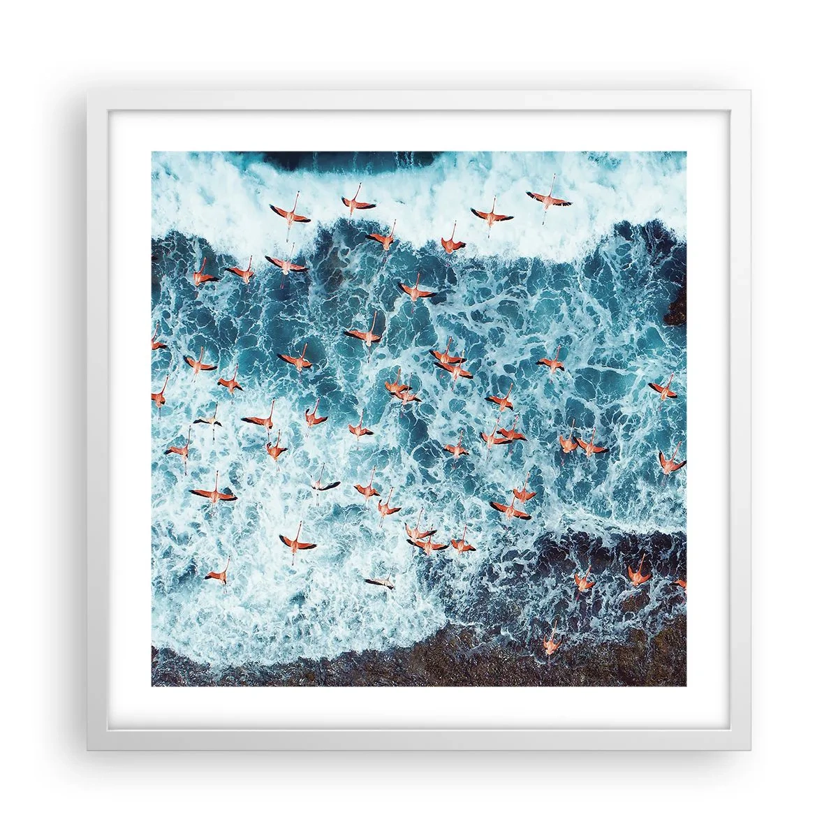 Pôster em moldura branca - Desfile à beira-mar - 50x50 cm