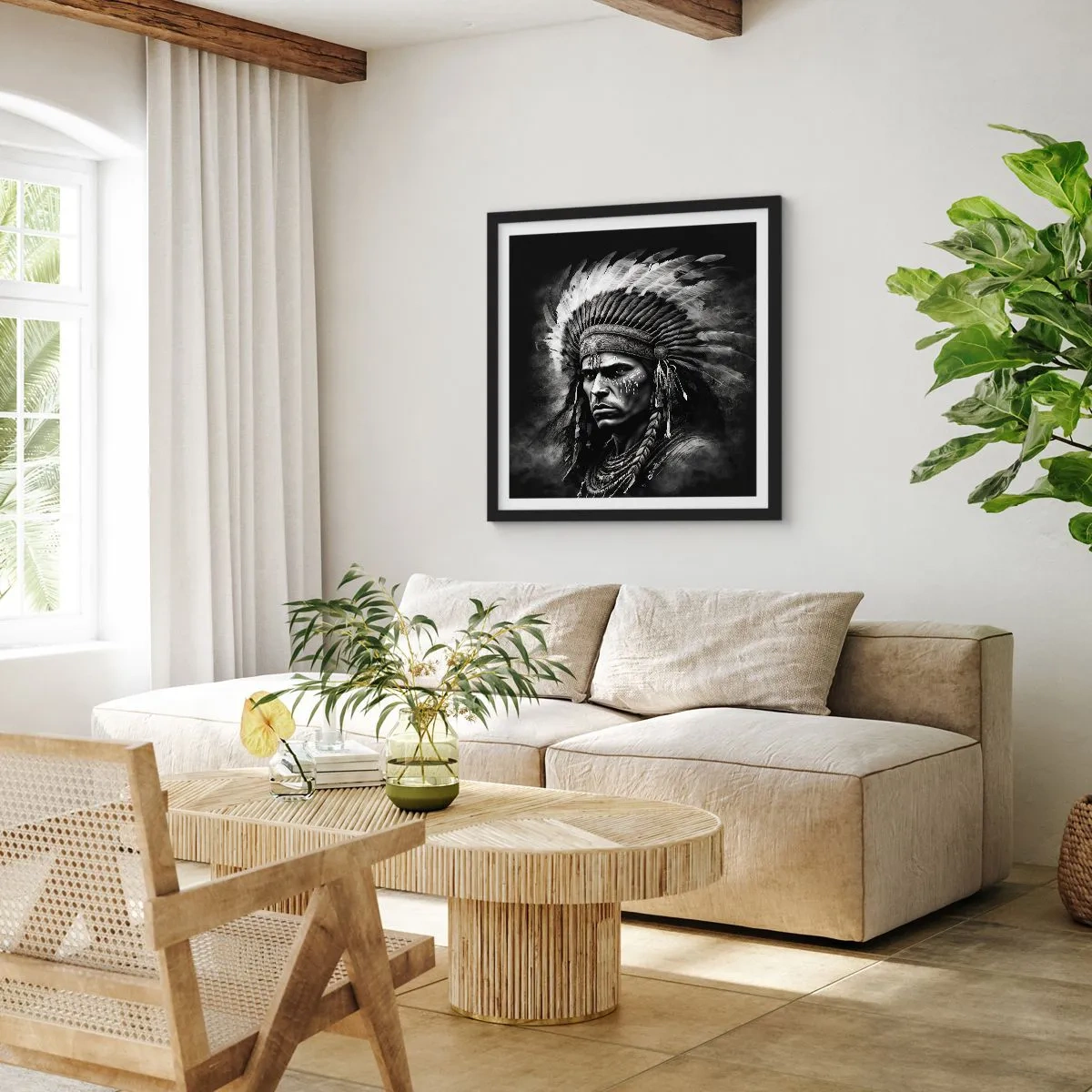 Pôster com moldura preta - Um líder e um guerreiro - 50x50 cm