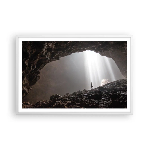 Pôster em moldura branca - Gruta luminosa - 91x61 cm
