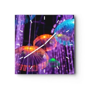 Relógio de parede - Relógio em vidro - Fonte de luz - 30x30 cm