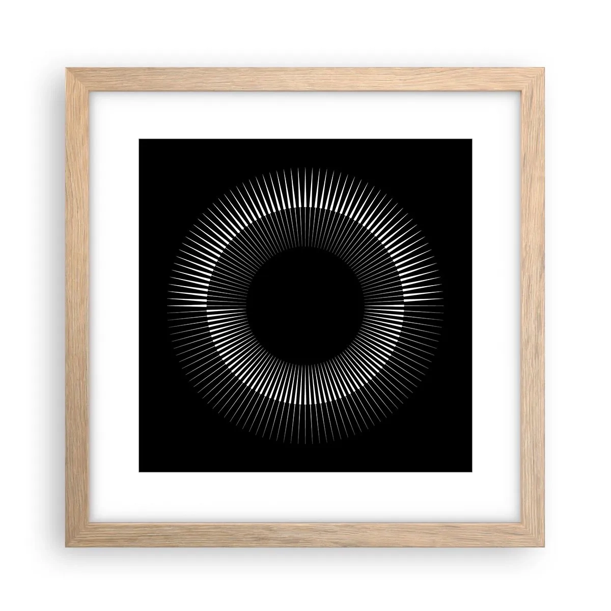 Pôster com moldura de carvalho claro - Sol preto - 30x30 cm