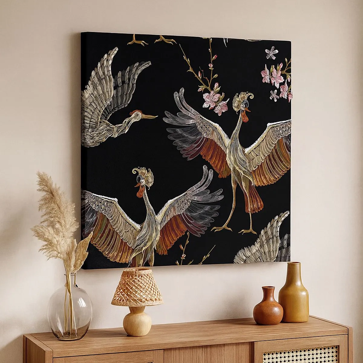 Quadro em tela - O pássaro de conto de fadas - 30x30 cm