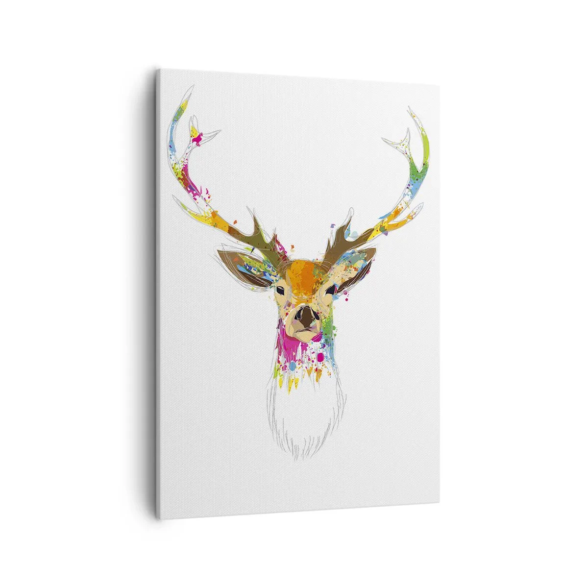 Quadro em tela - Um cervo gentil banhado em cores - 50x70 cm