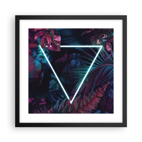 Pôster com moldura preta - Jardim estilo discoteca - 40x40 cm