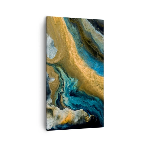 Quadro em tela - Azul – amarelo – influências mútuas - 45x80 cm