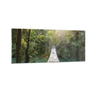 Quadro em vidro - Da água azul para a floresta azul - 100x40 cm